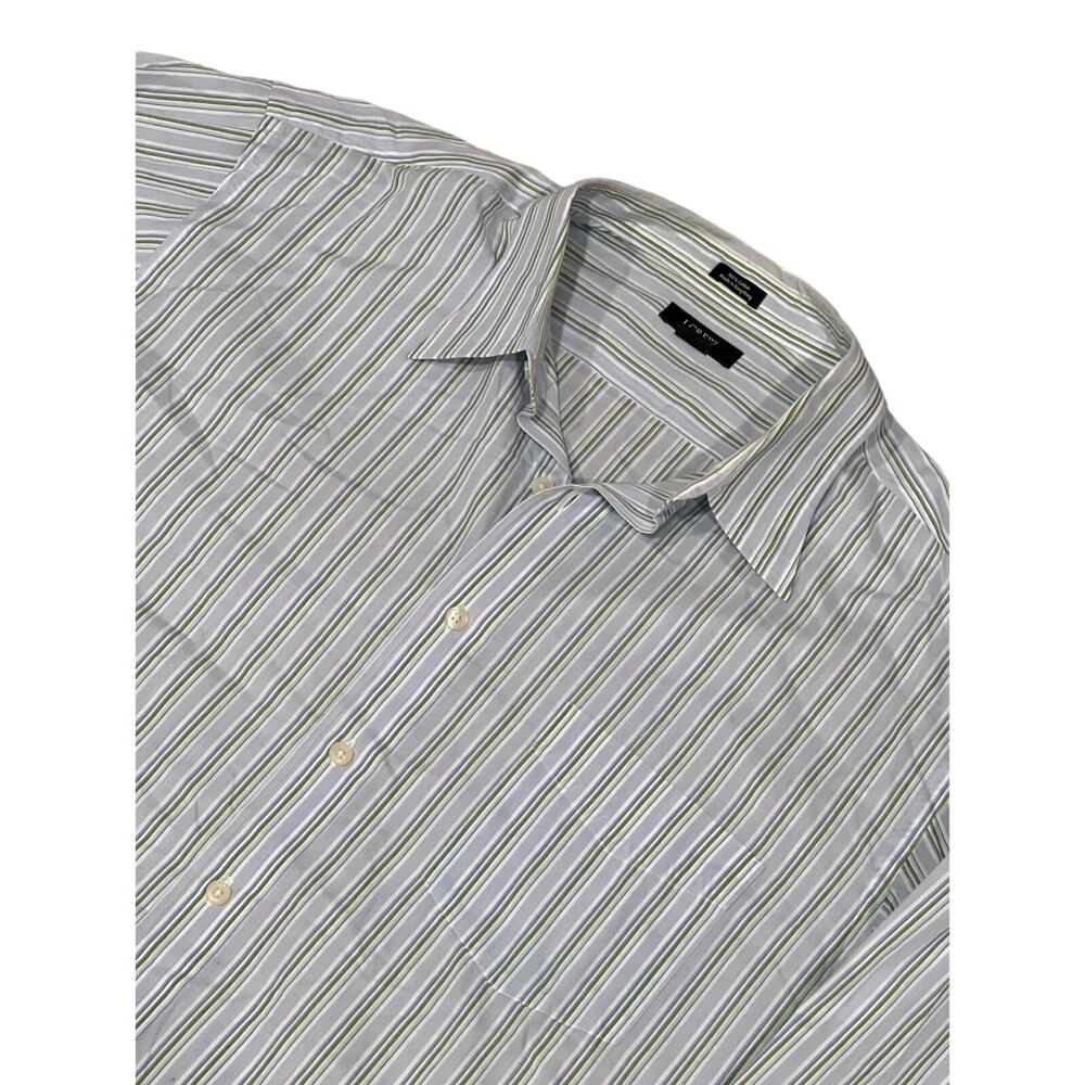 J Crew, Blue and Green Striped Dress Shirt, Size XL, 1099Z